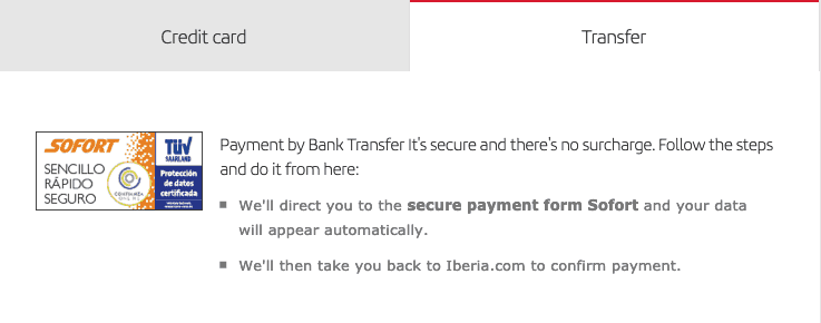 Bankoverføring Iberia 