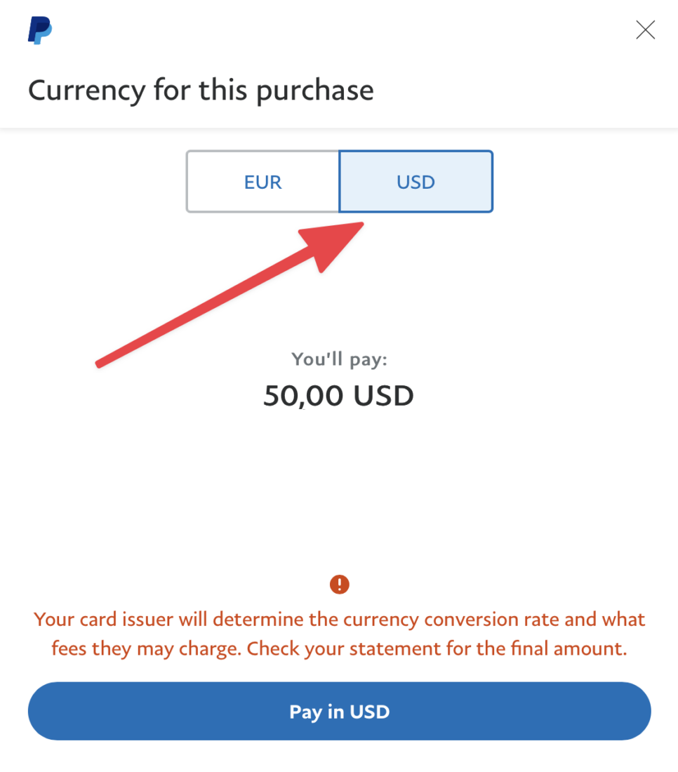 PayPal Currency Conversion Step 2