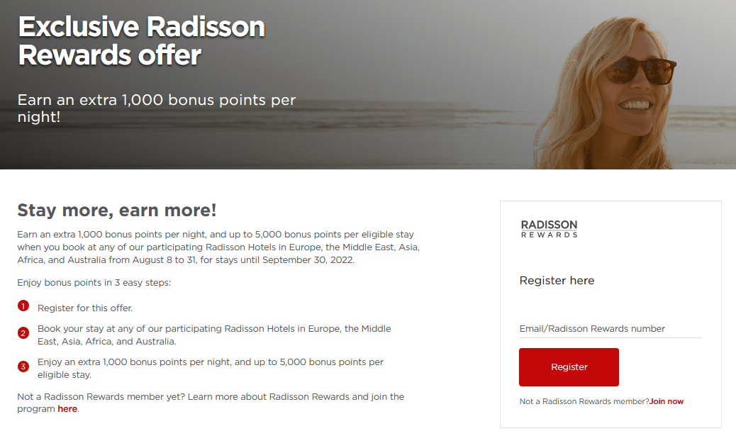Radisson Rewards Bonus Points