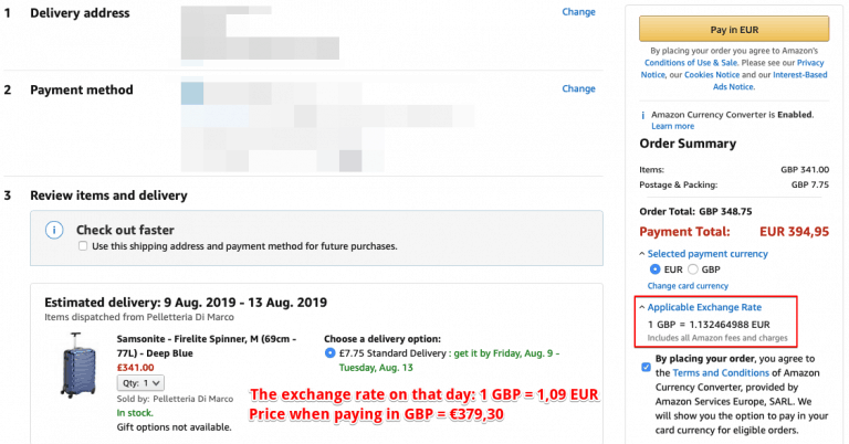 Amazon UK Currency Conversion