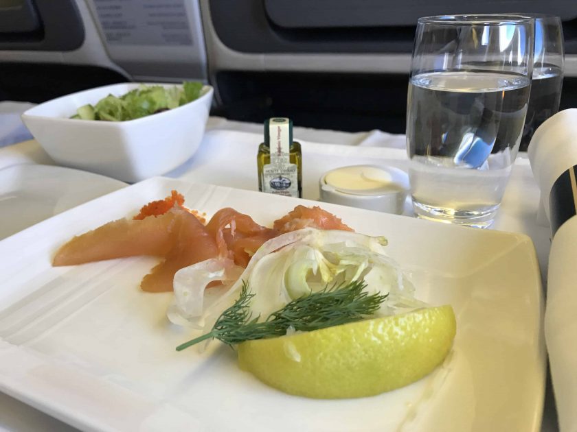 Cathay Pacific Business Class Review Food Salmon Starter