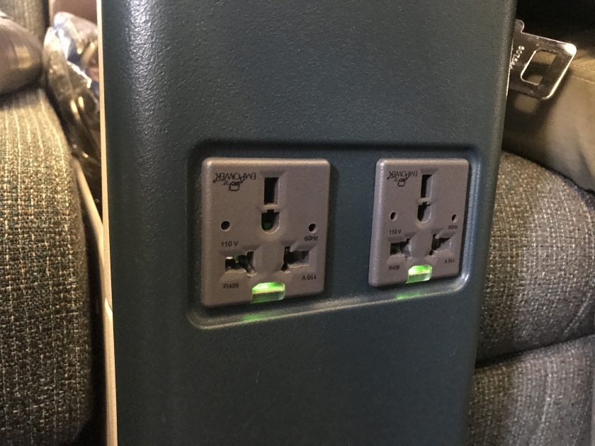 Cathay Pacific Business Class Review Seat Electrical Plugs Middle Console 2