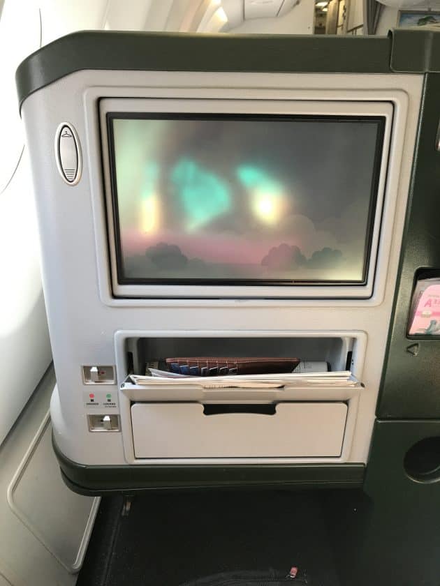 EVA Airways Medium Haul Business Class Compartments and screen