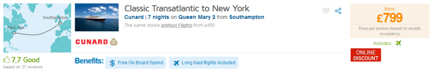 Queen Mary Crossing to NYC reutrn flight