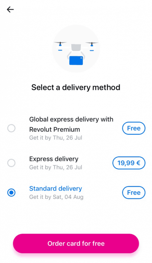 Revolut App free shipping