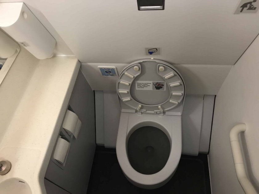 SWISS Business Class Review Toilet without amenities 2