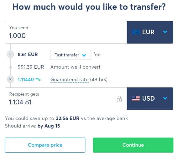 TransferWise Send Currency 2